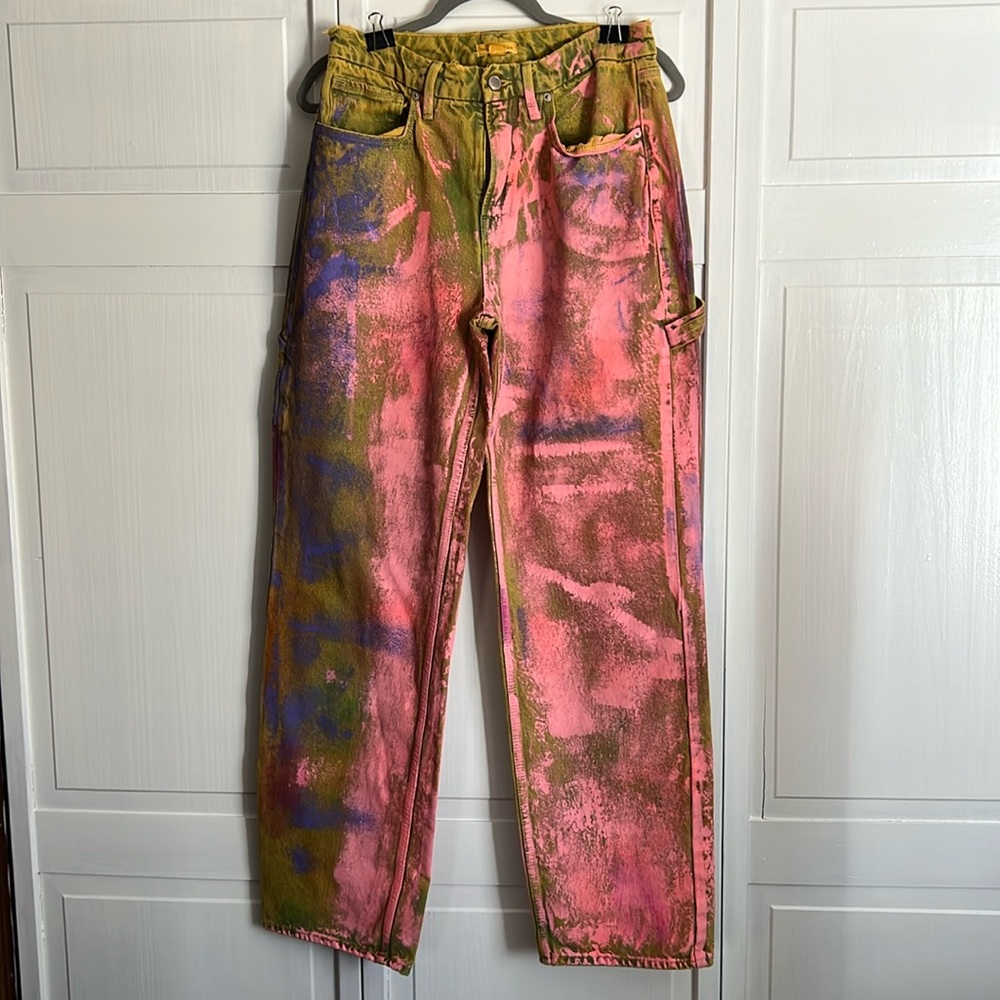NWOT Good American Good 90’s Carpenter Jeans - painted pink - size 6/28